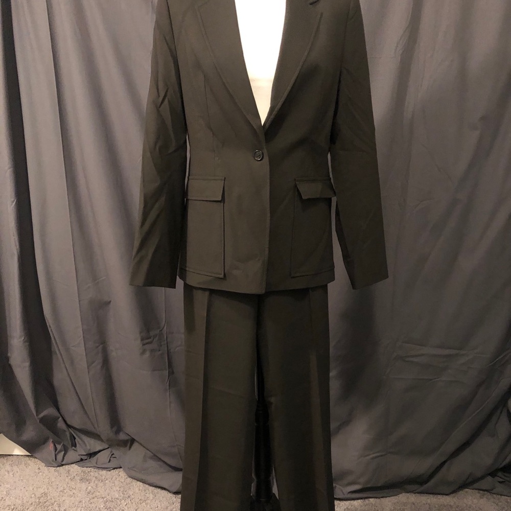 J. Crew Olive Green Women's Pantsuit Blazer & Wide Leg Trousers